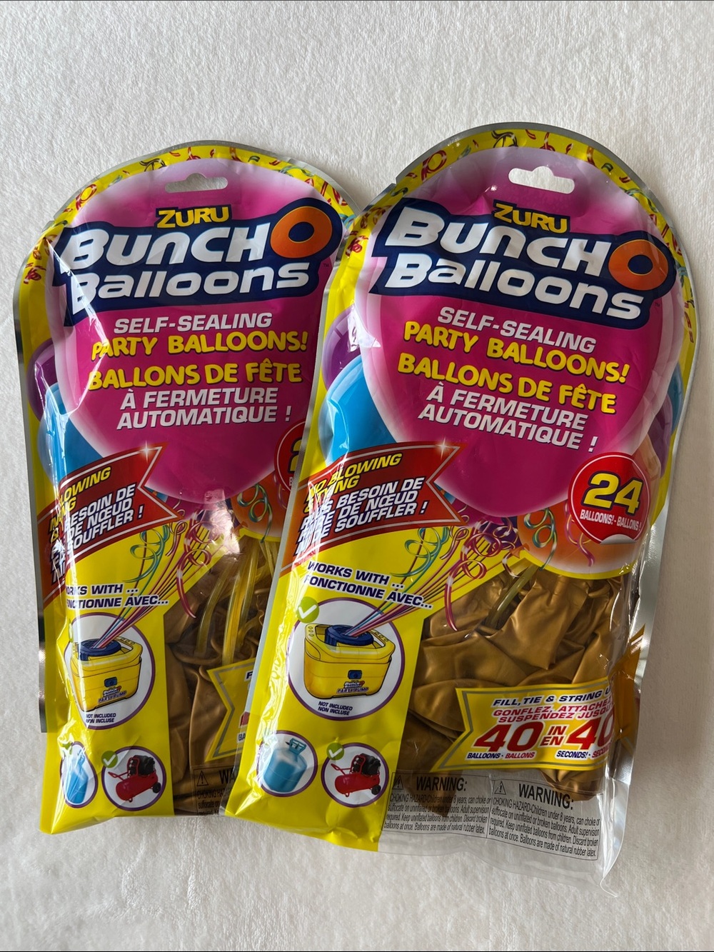 2PK ZURU Bunch O Balloons Self-Sealing Gold Party Balloons - 24 Pack